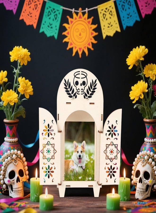 EVERDIJ 4Pcs Dia De Los Muertos Ofrenda Shadow Box Wooden Dia De Los Muertos Decoration Day of The Dead Shadow Box Skull Day of The Dead Decor Día De Los Muertos Memorial Frame, for Altar Ofrenda Supplies - Image 5
